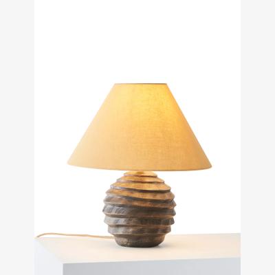 John Lewis John Lewis Jika Carved Mango Wood Table Lamp, Black