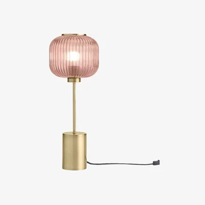 John Lewis MADE Briz Textured Glass Table Lamp, Pink