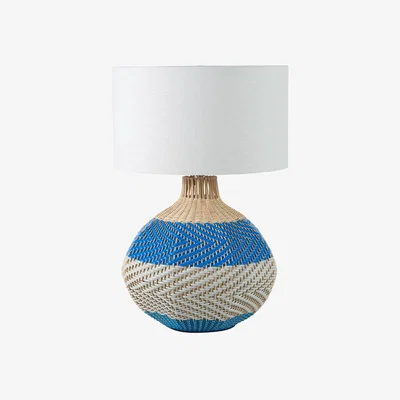 John Lewis Pacific Brera Woven Rattan Striped Table Lamp