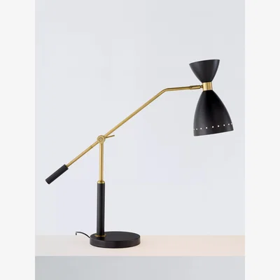 John Lewis John Lewis Oscar Adjustable Table Lamp, Black/Gold