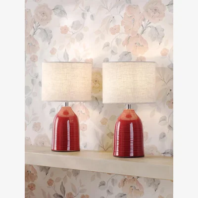John Lewis Laura Ashley Penny Ceramic Base Table Lamp, Set of 2