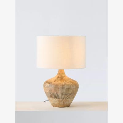 John Lewis John Lewis Manaia Hand Etched Mango Wood Table Lamp, White Wash
