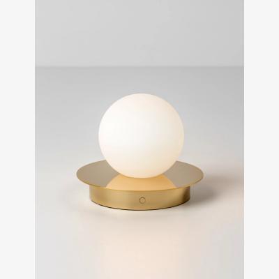 John Lewis houseof Opal Disk Rechargeable Cordless Table Lamp, Brass