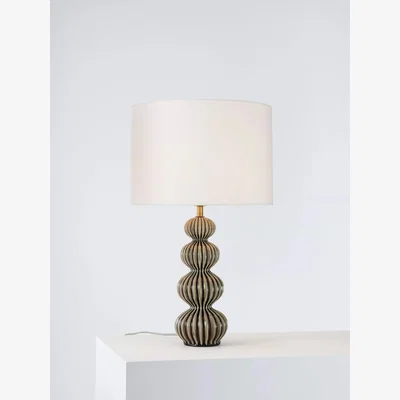 John Lewis John Lewis Ribbed Ceramic Lamp Base, Grey