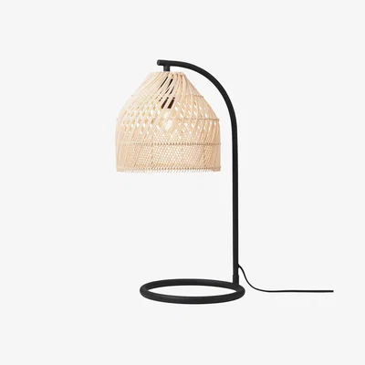 John Lewis MADE Java Rattan Overreach Table Lamp, Natural