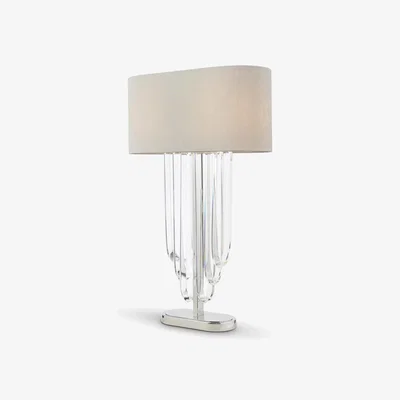 John Lewis English Heritage Eltham 2 Light Swagged Crystal Table Table Lamp, Clear/Polished Nickel