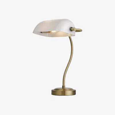 John Lewis John Lewis Bankers Table Lamp, White/Brass