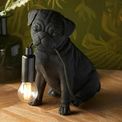 Knees Pug Puppy Table Lamp - Black