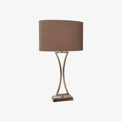 Knees dar lighting OPO4175 Oporto Wavy Table Lamp Antique Brass with Brown Shade