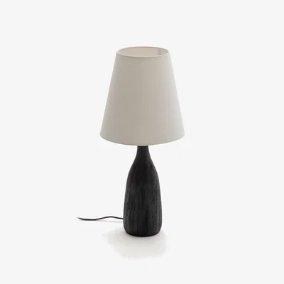 Kave Home Luvia table lamp with a wooden base in a black painted finish