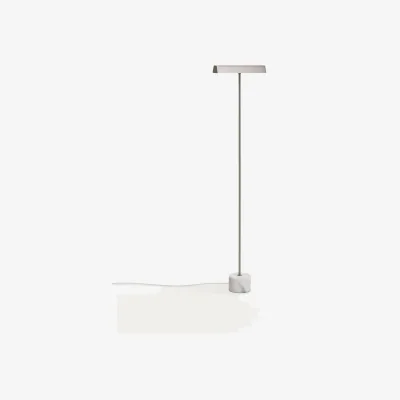 Kave Home Lynor brushed metal floor lamp with white marble base UK adaptor