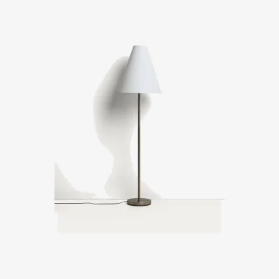 Kave Home Navat metal floor lamp with brushed silver finish UK adaptor