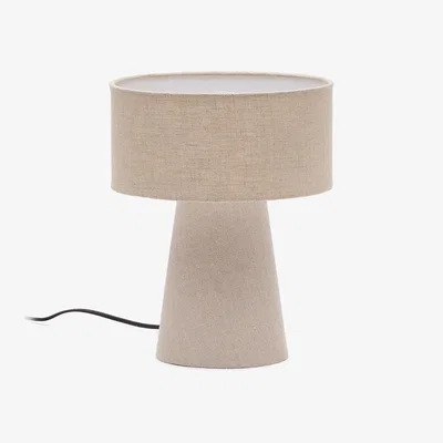 Kave Home Algaida table lamp in grey fabric with UK adapter
