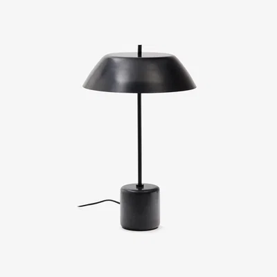 Kave Home Sayra table lamp made of black marble and metal in a black painted finish
