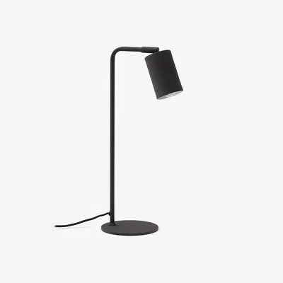 Kave Home Manie metal desk lamp with dark grey cast-iron-effect finish and UK adaptor