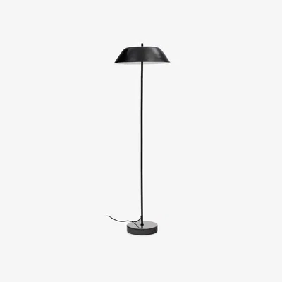 Kave Home Sayra floor lamp made of black marble and metal in a black painted finish