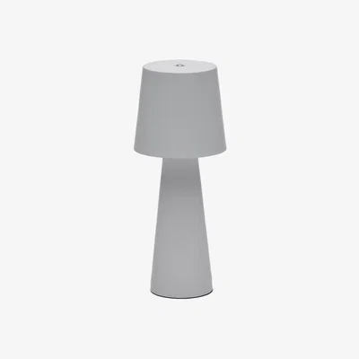 Kave Home Arenys small outdoor metal table lamp in a grey painted finish