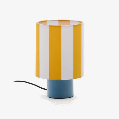 Kave Home Ciral metal table lamp in a blue painted finish.