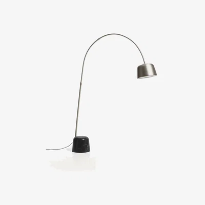 Kave Home Arnolia brushed steel and black marble floor lamp with UK adaptor
