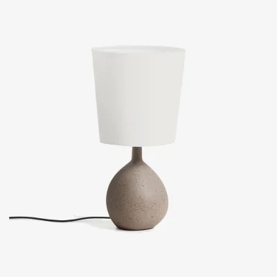 Kave Home Viona small table lamp with textured stone effect and cotton lampshade