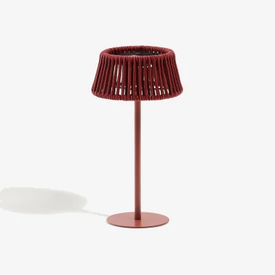 Kave Home Aldet outdoor solar table lamp in terracotta rope cord