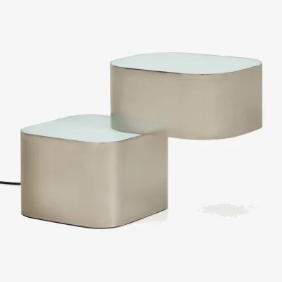 Kave Home Tandan table lamp in grey metal with brushed finish UK adaptor
