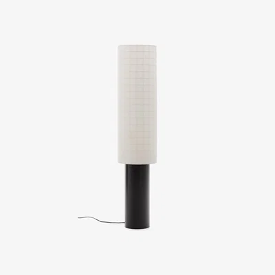 Kave Home Dulan black metal floor lamp with cotton shade