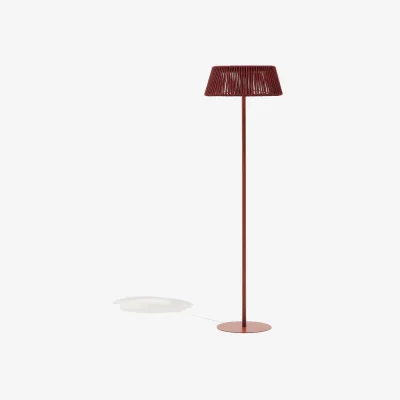 Kave Home Aldet outdoor solar floor lamp in terracotta rope cord Ø46cm