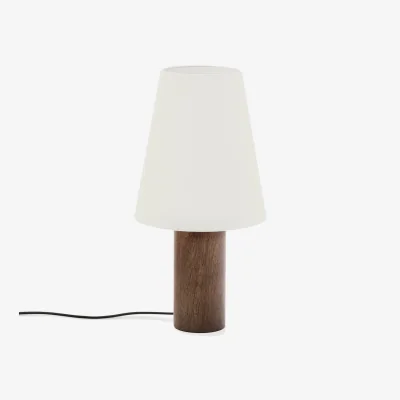 Kave Home Marga table lamp made from solid rubber wood with dark finish UK adapter