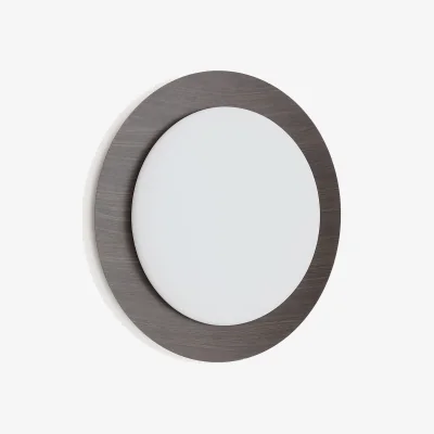 Kave Home Novae ceiling lamp in dark wood-effect brushed steel and frosted glass Ø 40 cm