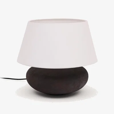Kave Home Nessi metal table lamp in a black terracotta effect finish
