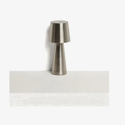 Kave Home Arenys small table lamp in metal with a shiny silver finish