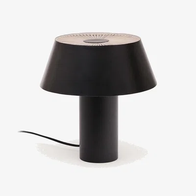 Kave Home Ancare table lamp in black metal and beige rope cord UK adapter