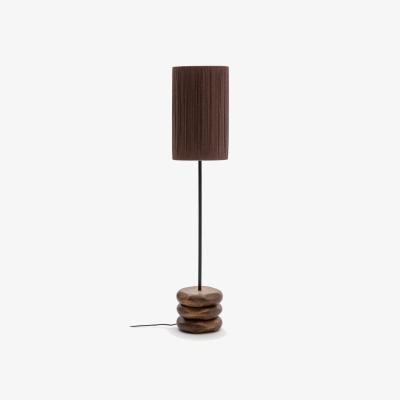 Kave Home Kor table floor lamp made of jute and acacia wood in a dark finish