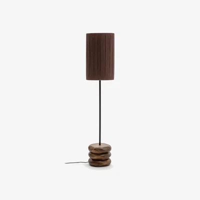 Kave Home Kor table floor lamp made of jute and acacia wood in a dark finish