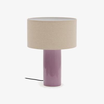 Kave Home Toneric ceramic table lamp with a lilac finish and cotton