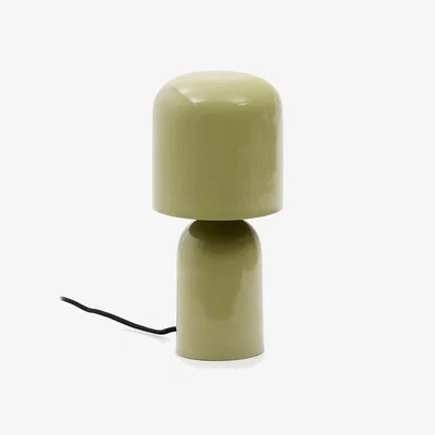 Kave Home Monze table lamp in light green painted metal UK adapter