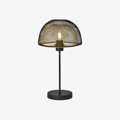 La Redoute Double Layered Black and Gold Mesh Dome Table Lamp