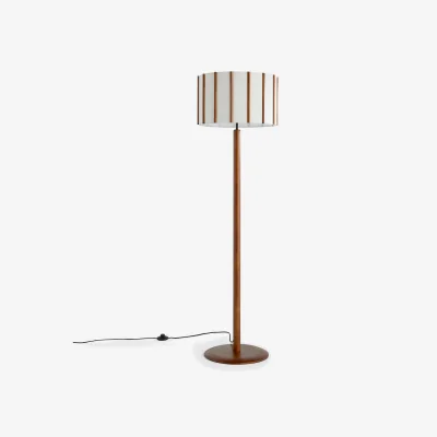 La Redoute Vintela Rubberwood & Linen Floor Lamp