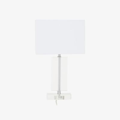 La Redoute Chrome Base with Crystal Column and White Shade Table Lamp