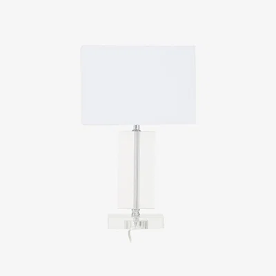 La Redoute Chrome Base with Crystal Column and White Shade Table Lamp