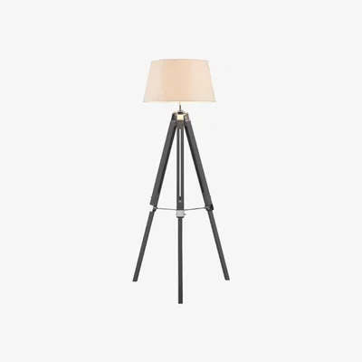 La Redoute Adjustable Matt Grey and Silver with White Shade Tripod Floor Lamp