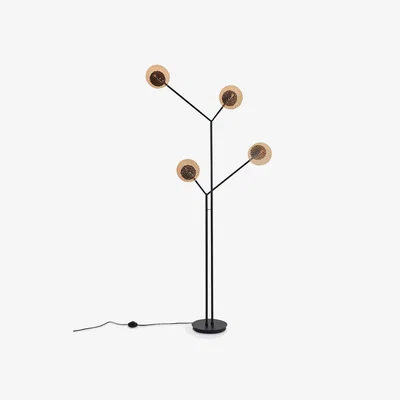 La Redoute Palma Metaal & Amber Glass Floor Lamp