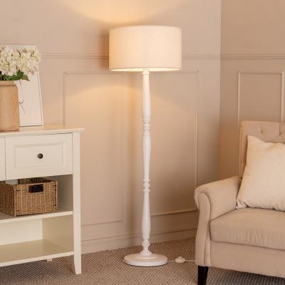 La Redoute Light Wood Candle Stick Floor Lamp with Boucle Shade