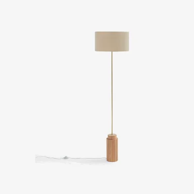 La Redoute Idna Oak, Metal & Linen Floor Lamp