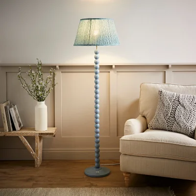 La Redoute Painted Bobbin Floor Lamp with Leaf Pleated Shade