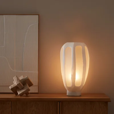La Redoute Halkide Hexagonal Frosted and Opaque Glass Lamp