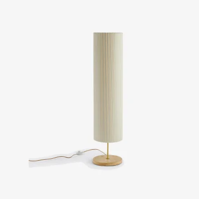 La Redoute Floor Lamp in Travertine and Pleated Linen, Polaro