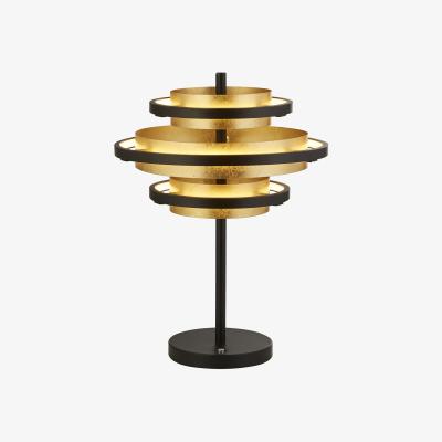 La Redoute Black Metal and Gold Leaf Table Lamp
