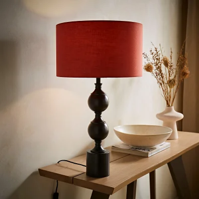 La Redoute Donny Metal Candlestick Table Lamp with Fabric Shade